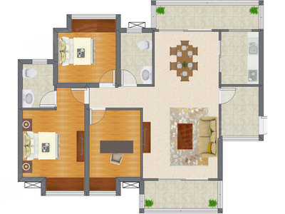 3室2厅 114.83平米