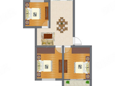 3室1厅 54.99平米