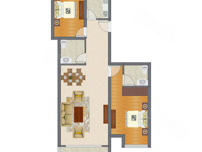 2室2厅 119.60平米户型图