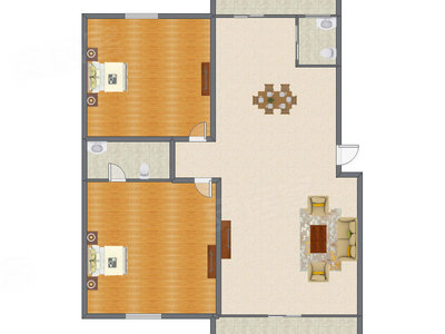 2室2厅 198.00平米户型图