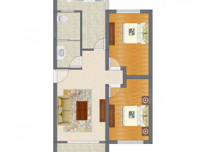 2室1厅 83.39平米户型图