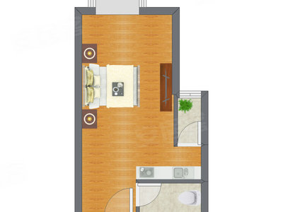1室0厅 36.70平米户型图