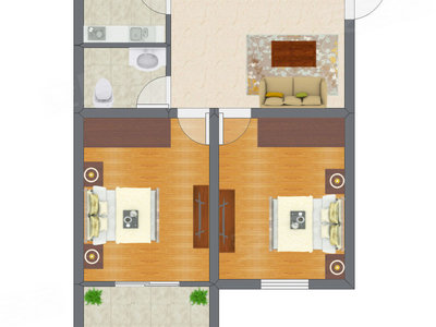 2室1厅 59.70平米