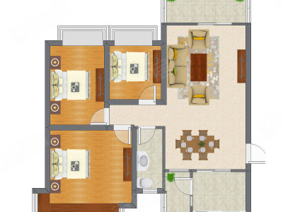 2室2厅 95.39平米