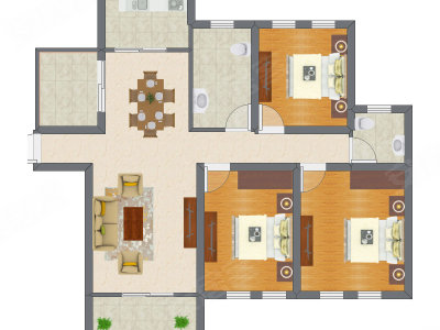 3室2厅 80.45平米