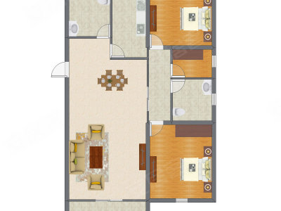 2室2厅 114.02平米户型图