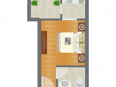 1室0厅 30.21平米户型图