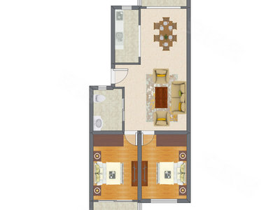 2室2厅 95.85平米户型图
