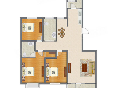 3室2厅 144.40平米
