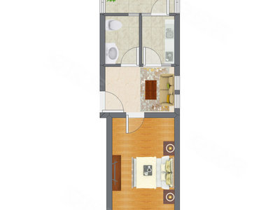 1室1厅 39.62平米户型图