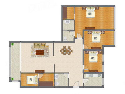 3室2厅 209.19平米户型图