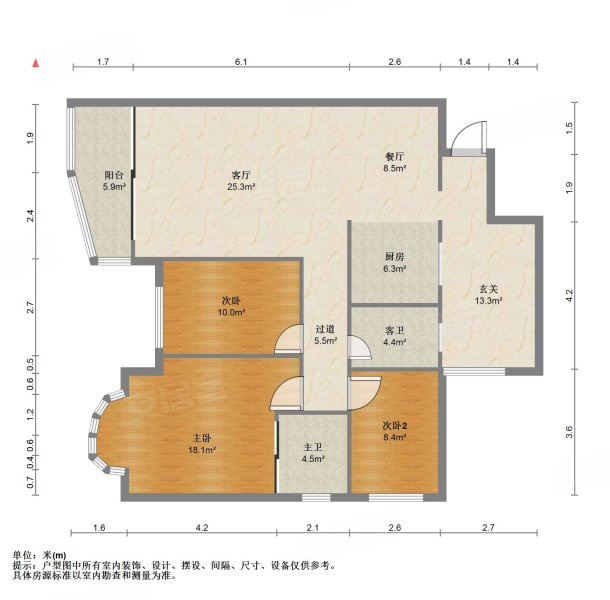 卧龙山庄3室2厅2卫124㎡北87万