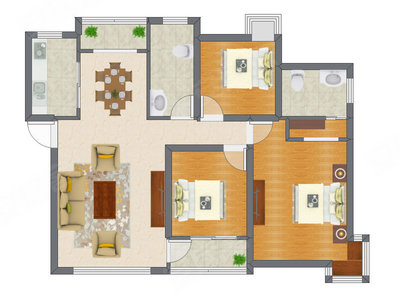 3室2厅 75.76平米