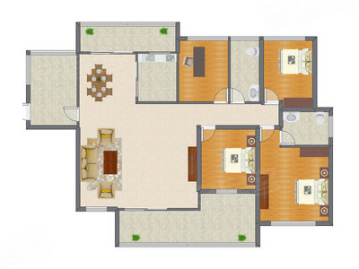 4室2厅 90.00平米