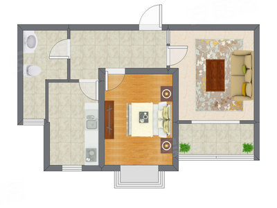 1室1厅 65.00平米户型图