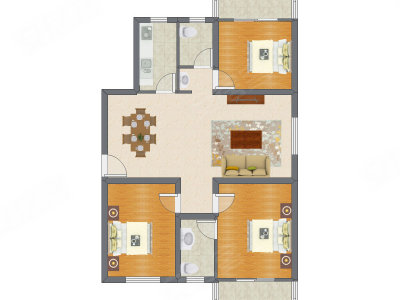 3室2厅 120.73平米户型图