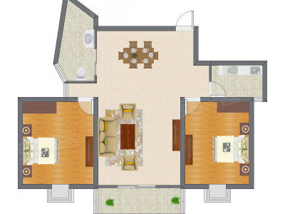 2室2厅 99.71平米户型图