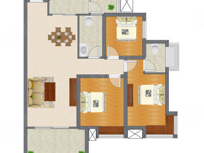 3室2厅 92.62平米