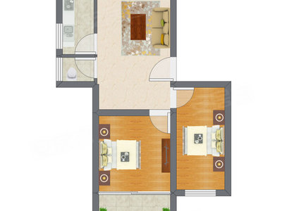 2室1厅 51.00平米