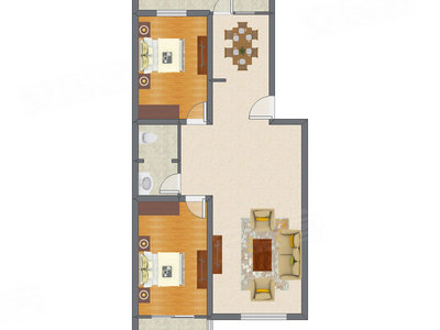 2室2厅 123.33平米户型图