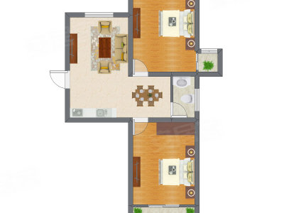 2室1厅 55.17平米