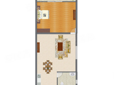 1室1厅 83.96平米户型图