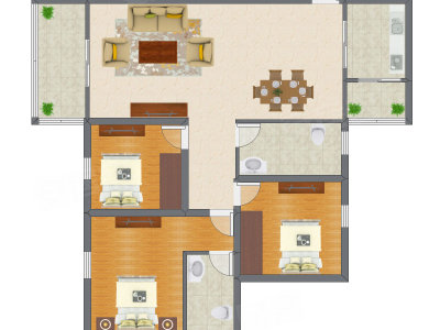 3室2厅 96.77平米
