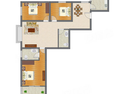 3室2厅 90.11平米