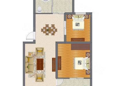 2室2厅 63.86平米户型图