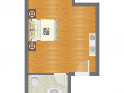 1室0厅 40.22平米户型图