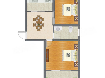 2室1厅 48.50平米