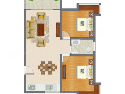 2室2厅 87.25平米户型图
