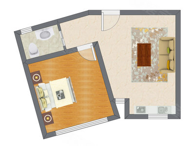 1室1厅 55.00平米户型图