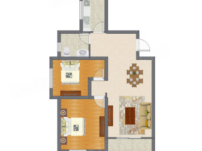 2室2厅 95.38平米户型图