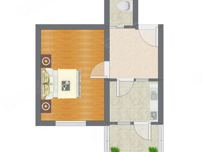 1室1厅 40.99平米户型图
