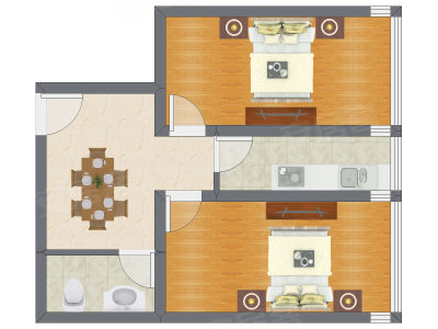 2室1厅 63.50平米户型图