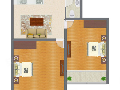 2室1厅 67.04平米户型图