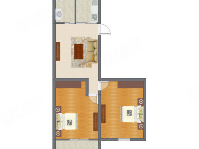 2室1厅 65.60平米