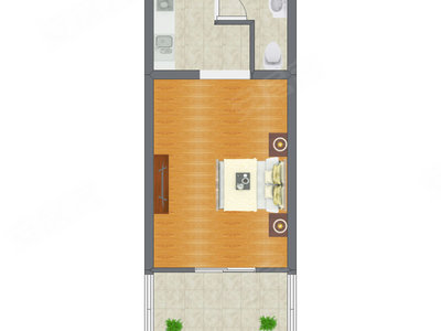 1室0厅 52.80平米户型图