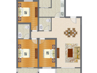 3室2厅 144.64平米