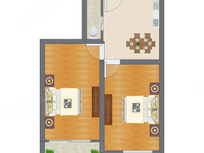 2室1厅 59.65平米户型图