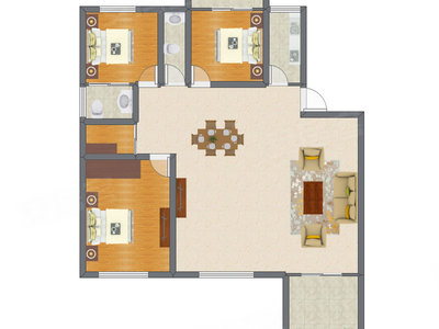 3室2厅 107.51平米