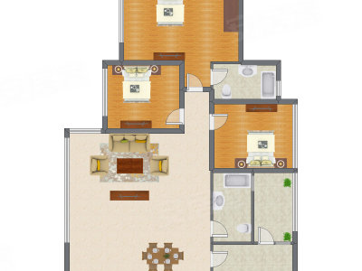 3室2厅 108.90平米户型图