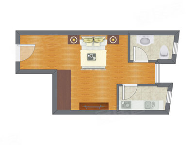 1室0厅 40.00平米户型图