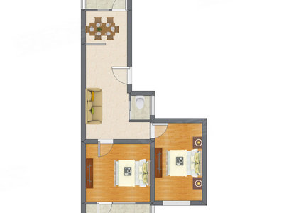 2室2厅 64.70平米户型图