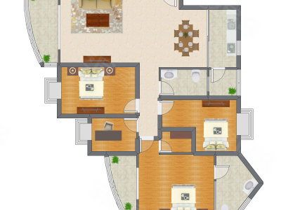 4室2厅 157.70平米户型图