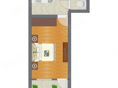1室0厅 31.06平米户型图