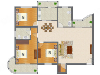 3室2厅 150.03平米户型图
