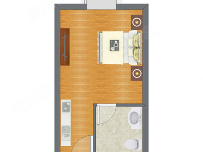 1室0厅 20.65平米户型图