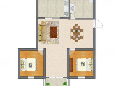 2室2厅 60.30平米户型图